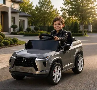 Licensed Lexus GX550 Car Painted Grey - ელექტრო მანქანა ტყავის სავარძლით