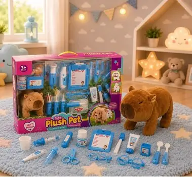 Plush Capybara Vet Set  - სათამაშო კაპიბარა აქსესუარებით