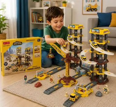 Construction Parking Garage Set With Accessories - სამშენებლო ავტოსადგომის სათამაშო კომპლექტი