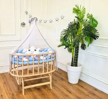 Bebeconfor Amedan Natural Color Basket Cradle With Blue Bumper ახალშობილის საწოლი, 2 image