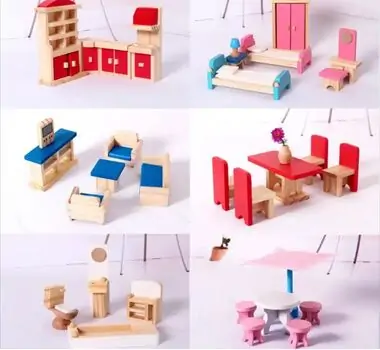 Wooden Doll House With Accsesoriess  - თოჯინის სახლი ავეჯით, 2 image