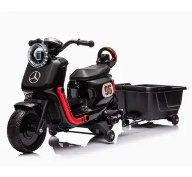 Mercedes Motorcycle With Cart Black - ელექტრო მოტოციკლი მისაბმელი ურიკით, 2 image