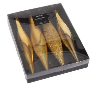 Gold Icicle Christmas Hanging Decoration - ნაძვის ხის სათამაშო, 2 image