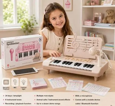 24 Keyboard Piano With Microphone and Music Holder - სათამაშო პიანინო 24 კლავიშით