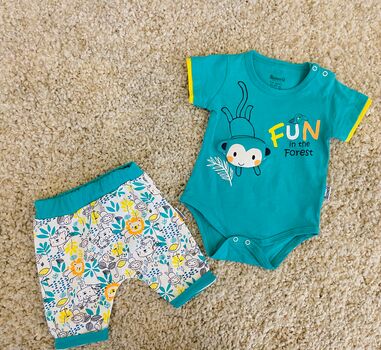 Fun in the Forest, Green, 2in1 ახალშობილის ტანსაცმლის ნაკრები MİNİWORLD 16525, ზომა: 12-18 თვე