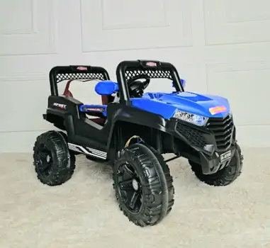 Kids Mitsubishi Jeep Blue -ელექტრო მანქანა ტყავის სავარძლით