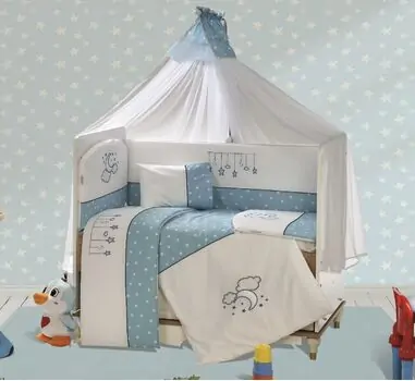 Star Sleeping Set for cribs Blue ახალშობილის საწოლის თეთრეული