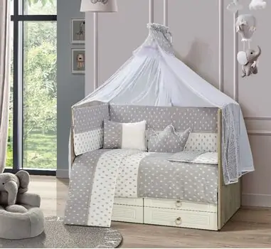 Nature Sleeping Set for cribs Grey ახალშობილის საწოლის თეთრეული