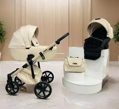 Adamex Nola Natura 3 in 1 Stroller Vanilla - საბავშვო ეტლის კომპლექტი