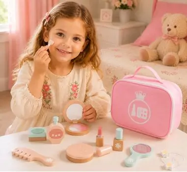 Tooky Toy Pink Make-up Set - ხის განსავითარებელი სათამაშო საპრანჭაო ნაკრები