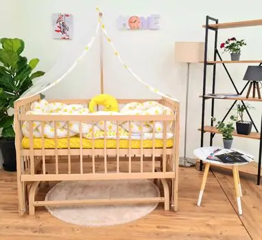 Heyner  Tutku Wood Natural Sleeping Set Yellow Star ახალშობილის საწოლი, 2 image