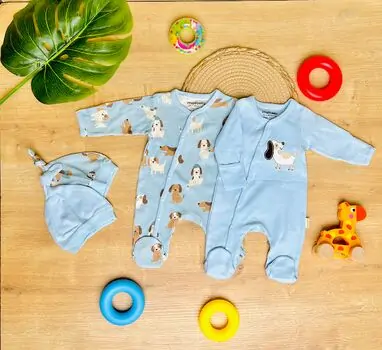 Maibella Romper Puppy Blue ჩვილის რომპერი