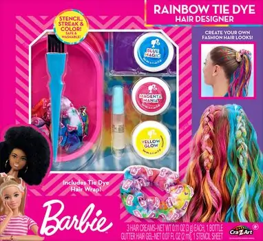 Cra-Z-Art Babie Rainbow Tie-Dye Hair Designer თმის აქსესუარების ნაკრები