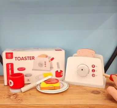 Wooden Toy Toaster - სათამაშო ხის ტოსტერი აქსესუარებით