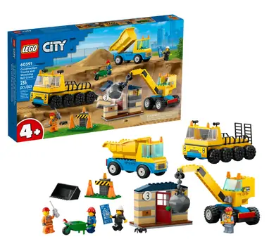Lego City 60391 Construction Trucks and Wrecking Ball Crane