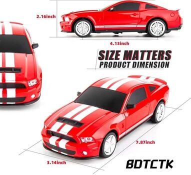 Remote Control Car Red Ford Mustang GT500 - დისტანციურად მართვადი მუსტანგის სათამაშო მანქანა, 5 image