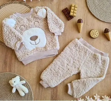 Little Bear Fluffy 2 In 1 Set Beige საბავშვო ფუმფულა ტანსაცმლის ორეული