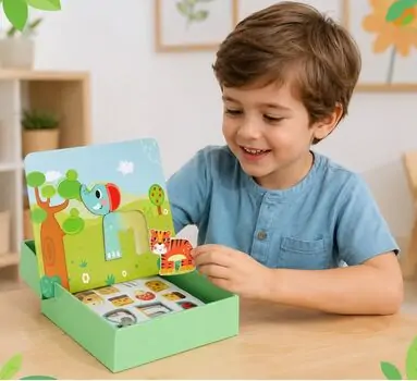 Wooden Animal Magnetic Puzzle - მაგნიტური ფაზლის ყუთი