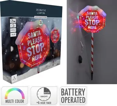 Christmas Ground Lamp Santa Please Stop Here საახალწლო დეკორაცია განათებით