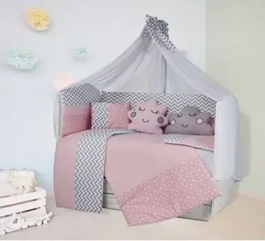 Esila Sleeping Set for cribs Pink ახალშობილის საწოლის თეთრეული