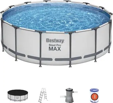 Bestway  Round Pool Set with Filter Pump and ladder - კარკასული აუზი კარტრიჯული ფილტრით, კიბით და ტენტით, 3 image