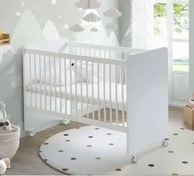 Baby When White Color Basket Cradle With Height Adjust ახალშობილის საწოლი
