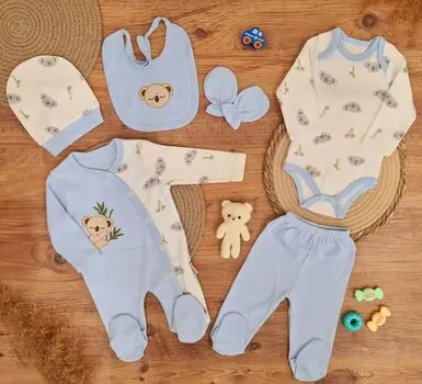 Cute Koala 6 In 1 Set Blue - ჩვილის სამოსის ნაკრები