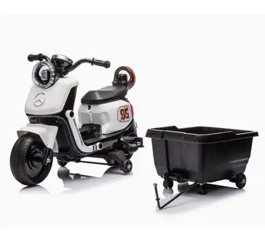 Mercedes Motorcycle With Cart White - ელექტრო მოტოციკლი მისაბმელი ურიკით, 4 image