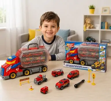 Truck Transport Set - სათამაშო სატვირთო მანქანის ნაკრები