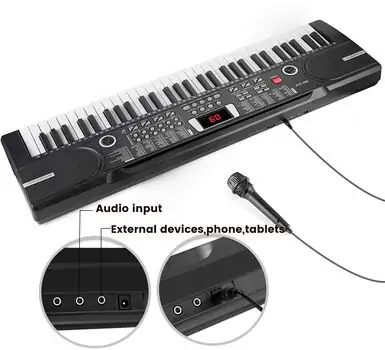 61-Key Electronic Keyboard with Microphone and Music Holder - სათამაშო ელექტრო პიანინო მიკროფონით და ნოტების დასადებით, 7 image