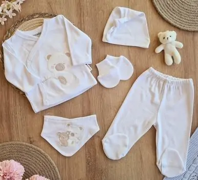 Teddy Bear Set White - ჩვილის სამოსის ნაკრები