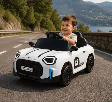 Mini Cooper Car White - ელექტრო მანქანა