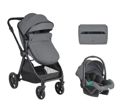 KikkaBoo Eloe 3 In 1 Dark Grey - საბავშვო ეტლის კომპლექტი