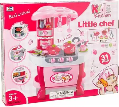 ENTERPRISE Little Chef Kids Kitchen Play Set with Light & Sound Cooking Kitchen Set  008-801 ფუნქციური საბავშვო სამზარეულო, 5 image