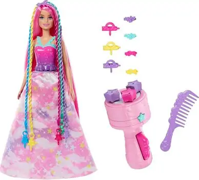 Barbie Dreamtopia HNJ06 wist 'n Style Pink Hair - სათამაშო ბარბი აქსესუარებით, 6 image