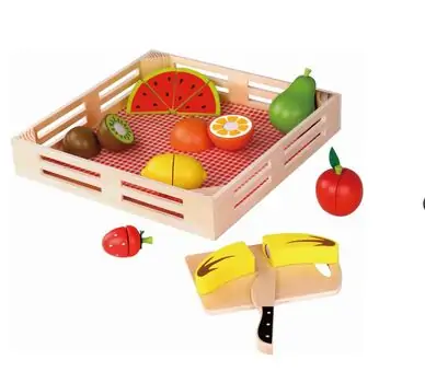 Tooky Toy Cutting Fruits With Board And Knife - ხის სათამაშო დასაჭრელი ხილი