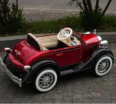 Rolls Royce Vintage Style Car Painted Red - ელექტრო მანქანა, 11 image