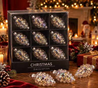 Iridescent Winter Pinecone Hanging Decoration Set - ნაძვის ხის სათამაშოების ნაკრები