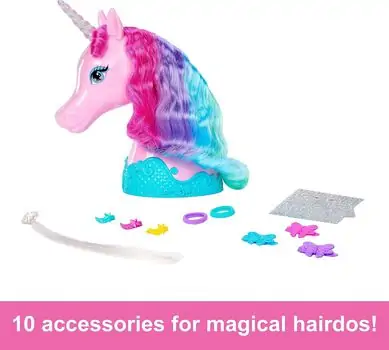 Barbie HMD83 Colorful Unicorn Hair Styling Head - სათამაშო უნიქორნი აქსესუარებით, 3 image