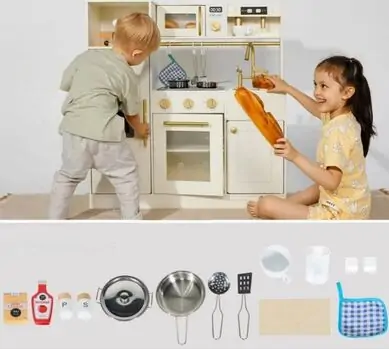 Elegant Kitchen Playset  White - საბავშვო ხის სამზარეულო, 4 image