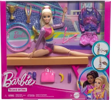 Barbie HRG52 Gymnastics Playset With Blonde Fashion Doll - სათამაშო ბარბის თოჯინა აქსეასუარებით