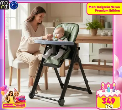 Cangaroo High chair Neron Green - საკვები სკამ-მაგიდა