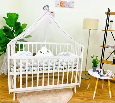 Bebeconfor WHITE ELYEZA WITH WHITE BUMPER ახალშობილის საწოლის კომპლექტი