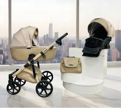 Adamex Nola Natura 3 in 1 Stroller Cappuccino - საბავშვო ეტლის კომპლექტი