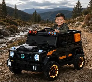 Mercedes Off Road Car Black With Eva Wheels - ელექტრო მანქანა კაუჩუკის საბურავებით