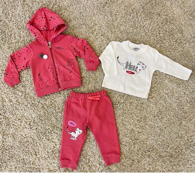 Kitten I loveYou Pink, 3in1 ახალშობილის ტანსაცმლის ნაკრები KANGAROO 974/975, ზომა: 9-12 თვე, 3 image