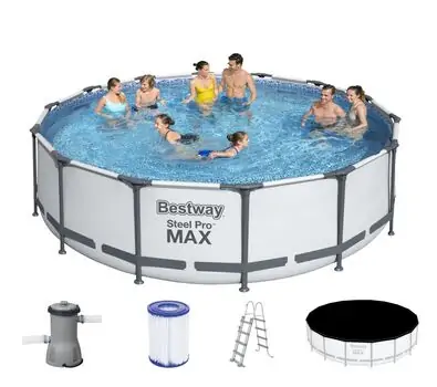 Bestway 56950 - Steel Pro Max with Filter Pump and ladder კარკასული აუზი კარტრიჯული ფილტრით, კიბით და ტენტით