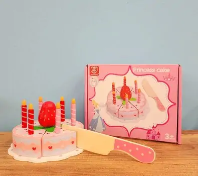Wooden cake Happy Birthday ხის სათამაშო დასაჭრელი ტორტი