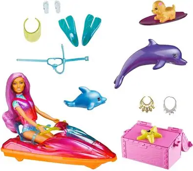 Barbie Dreamtopia HBW90 Doll with Jet Ski, Pets and Water Accessories - ბარბის სათამაშო თოჯინა, 2 image