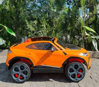 Lamborghini Electric Car Orange - ელექტრო მანქანა კაუჩკის საბურავებით და ტყავის სავარძლით, 5 image